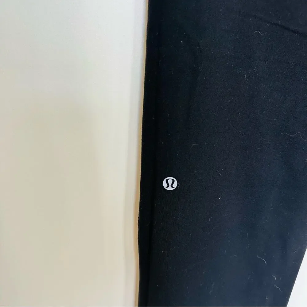 LULULEMON Black Mid High Rise Boot Cut Drawstring Tie Waist Yoga Pant Leggings 6